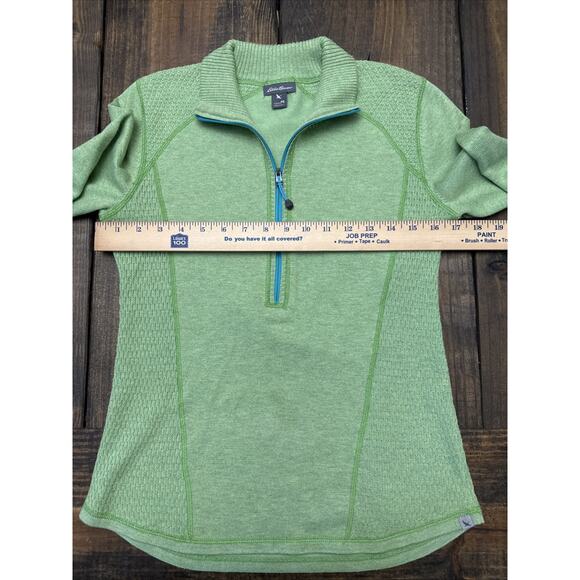 Eddie Bauer Lime Green Lightweight Sweater, 1/4‎ Zip Front, Turtleneck, Size PS - Picture 7 of 9